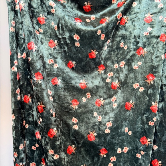 CIDER Green Floral Velvet Maxi Dress Cowl Neck Slip Size XL - Picture 5 of 7